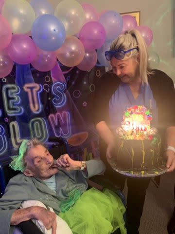 <p>St Philips Care/SWNS</p> Vera Sak celebrating her 103rd birthday.