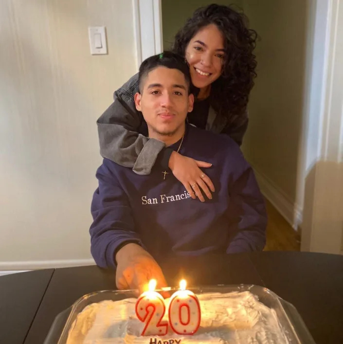 Xavier Ortiz celebrating his 20th birthday with his girlfriend before he had a stroke