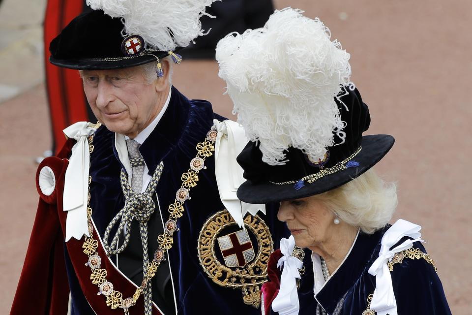 King Charles III and Queen Camilla attending the annual Order of the Garter Service last year. (John Phillips/PA Wire)