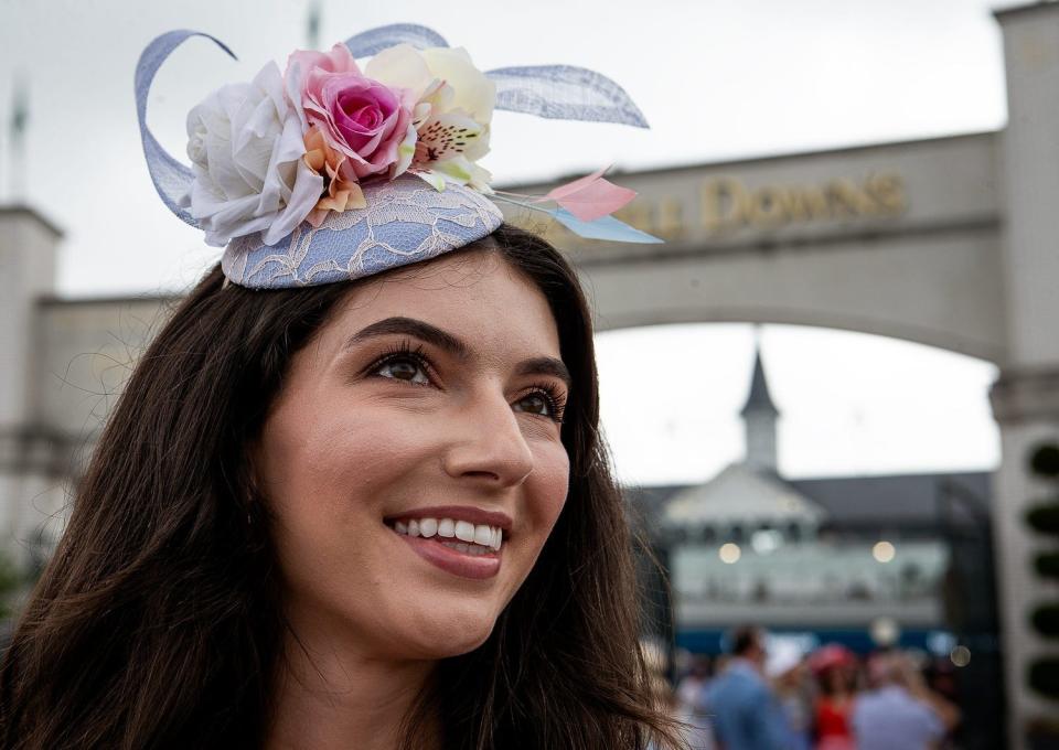 May 4, 2024; Louisville, KY, USA; Katie Groves of Boise Idaho, arrived at Churchill Downs for her first Derby at the 150th Kentucky Derby in Louisville, Ky., on Saturday, May 4, 2024. Mandatory Credit: Jeff Faughender-USA TODAY Sports