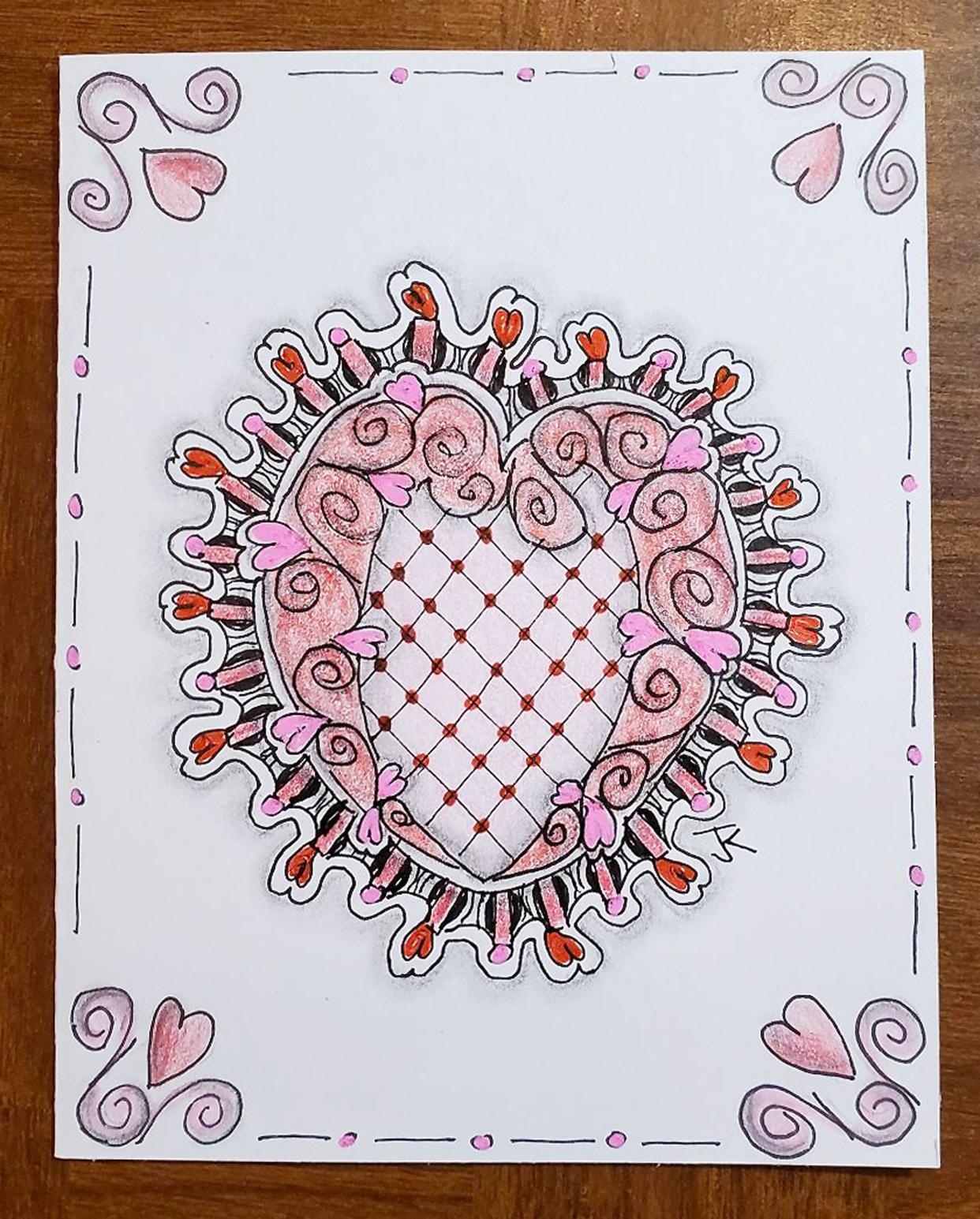 Janet Kilgus created this valentine using the Zentangle Method.