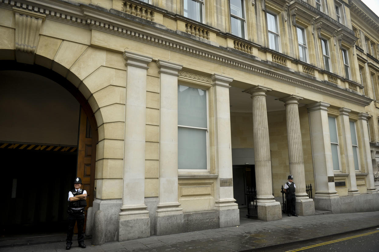 A general view of police presence outside Bristol Crown Court, Small Street, Bristol.