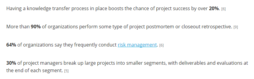 project management stats example