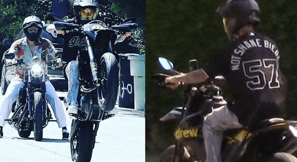Justin Bieber rocks 'Not Shane Bieber' Indians jersey on motorcycle