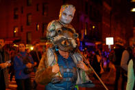 <p>People wear costumes of characters from the movie “Guardians of the Galaxy” in the 44th annual Village Halloween Parade in New York City on Oct. 31, 2017. (Photo: Gordon Donovan/Yahoo News) </p>