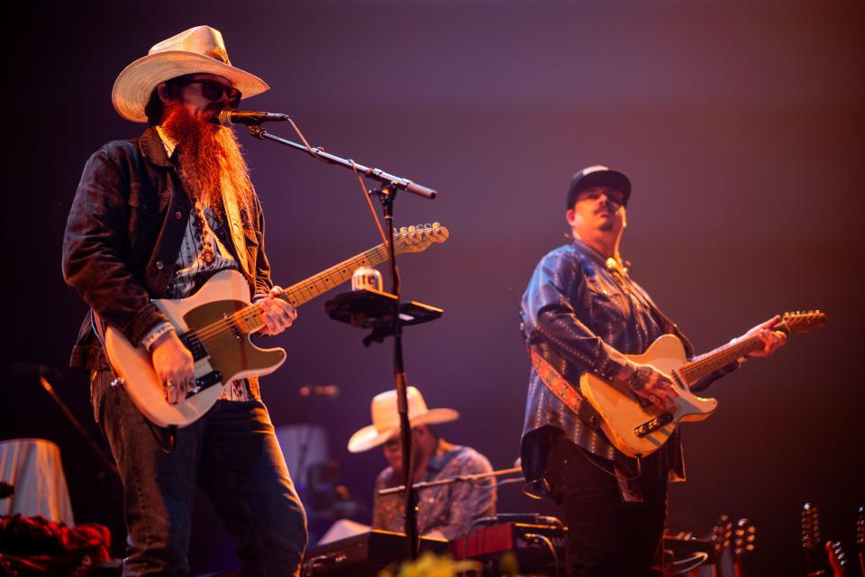 49 Winchester performs, opening for Tyler Childers on his Mule Pull ’24 Tour concert, at Bridgestone Arena in Nashville, Tenn., Thursday, April 18, 2024.