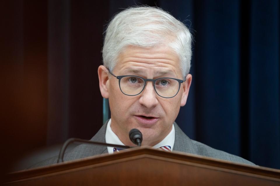 Rep. Patrick McHenry, R-N.C., during the Federal Reserve Chair Jerome Powell testifies to the House Financial Services Committee.