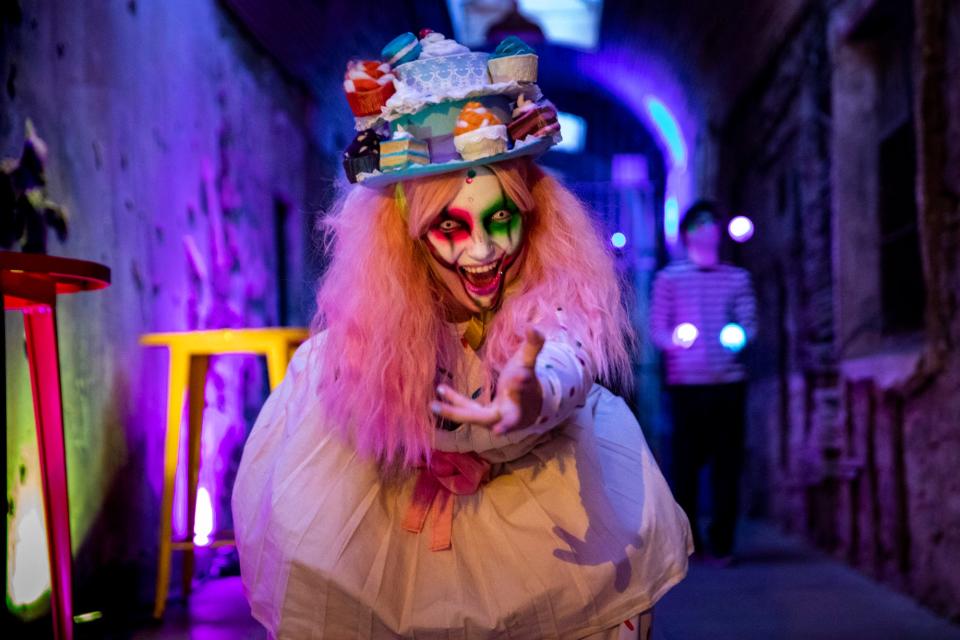 Carnival character in Big Top Terror at Eastern State Penitentiary.