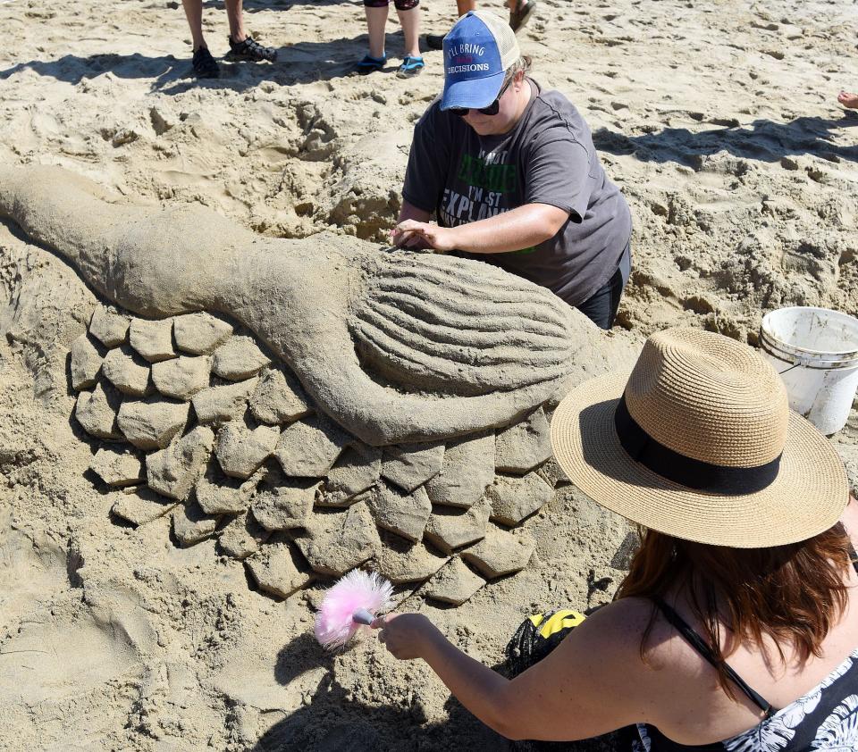 A contestant in the Rehoboth Beach Sandcastle Contest in 2019.