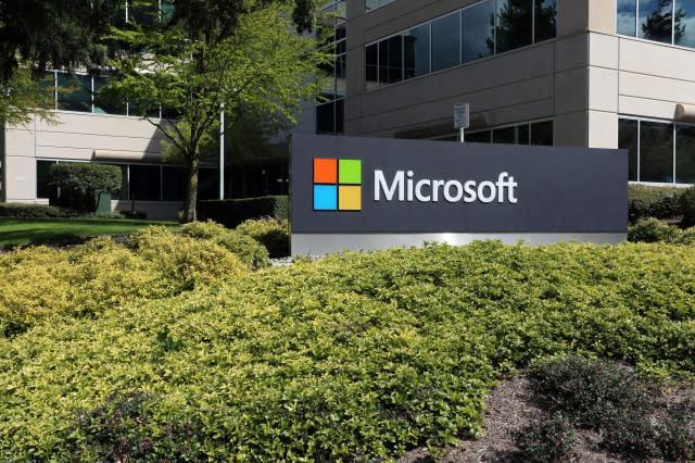 Redmond, WA, USA - April 15, 2017: The Microsoft headquarters campus in Redmond. Microsoft is one of the worldâs largest computer software, hardware and video gaming companies.