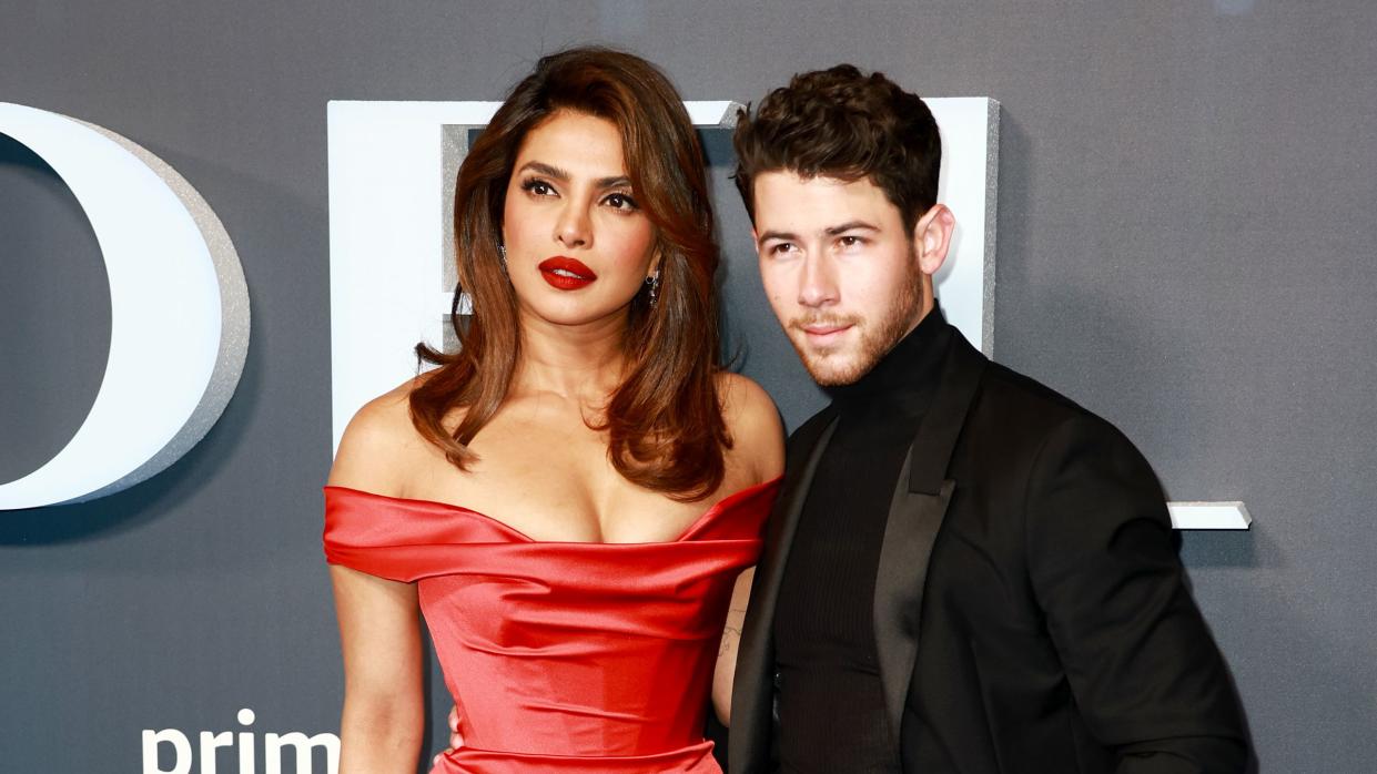 nick jonas and priyanka chopra jonas on red carpet