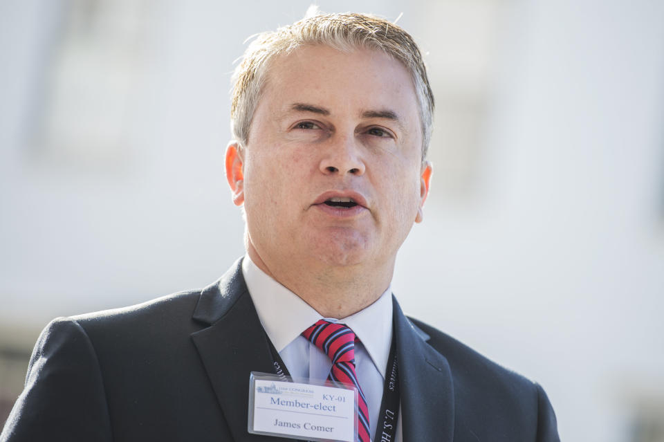 Rep. James Comer of Kentucky is one of many Republicans opposed to continuing an extra $600 a week in aid to the unemployed during the coronavirus pandemic. Many of his House GOP colleagues oppose <i>any</i> extra aid, though Comer may be willing to compromise on that. (Photo: Tom Williams via Getty Images)