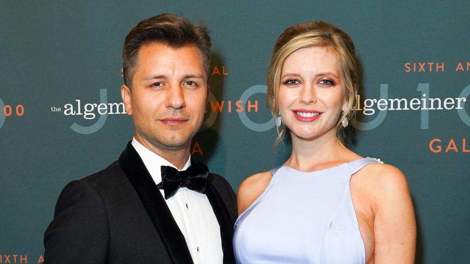 Pasha Kovalev and Rachel Riley pose at gala