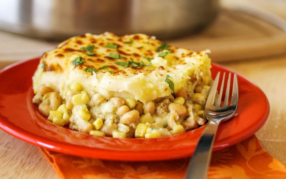 <p>Chad A Elick</p><p>To lighten up the classic, this version replaces traditional beef with chicken, and adds white beans make it extra hearty and satisfying. <a href="https://parade.com/26639/donnaelick/tuscan-chicken-shepherds-pie/" rel="nofollow noopener" target="_blank" data-ylk="slk:Get the recipe HERE;elm:context_link;itc:0;sec:content-canvas" class="link ">Get the recipe HERE</a></p>