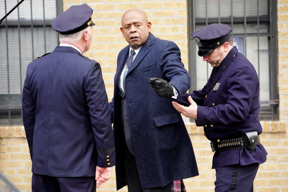 <p>Forest Whitaker gets into character on Thursday on the New York City set of <em>Godfather of Harlem.</em></p>