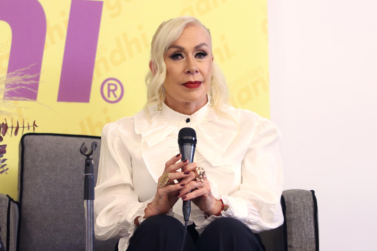 MEXICO CITY, MEXICO - DECEMBER 18: Laura Zapata looks on during an event to present the book 'Pensamiento Ventana' on December 18, 2021 in Mexico City, Mexico. (Photo by Adrián Monroy/Medios y Media/Getty Images)