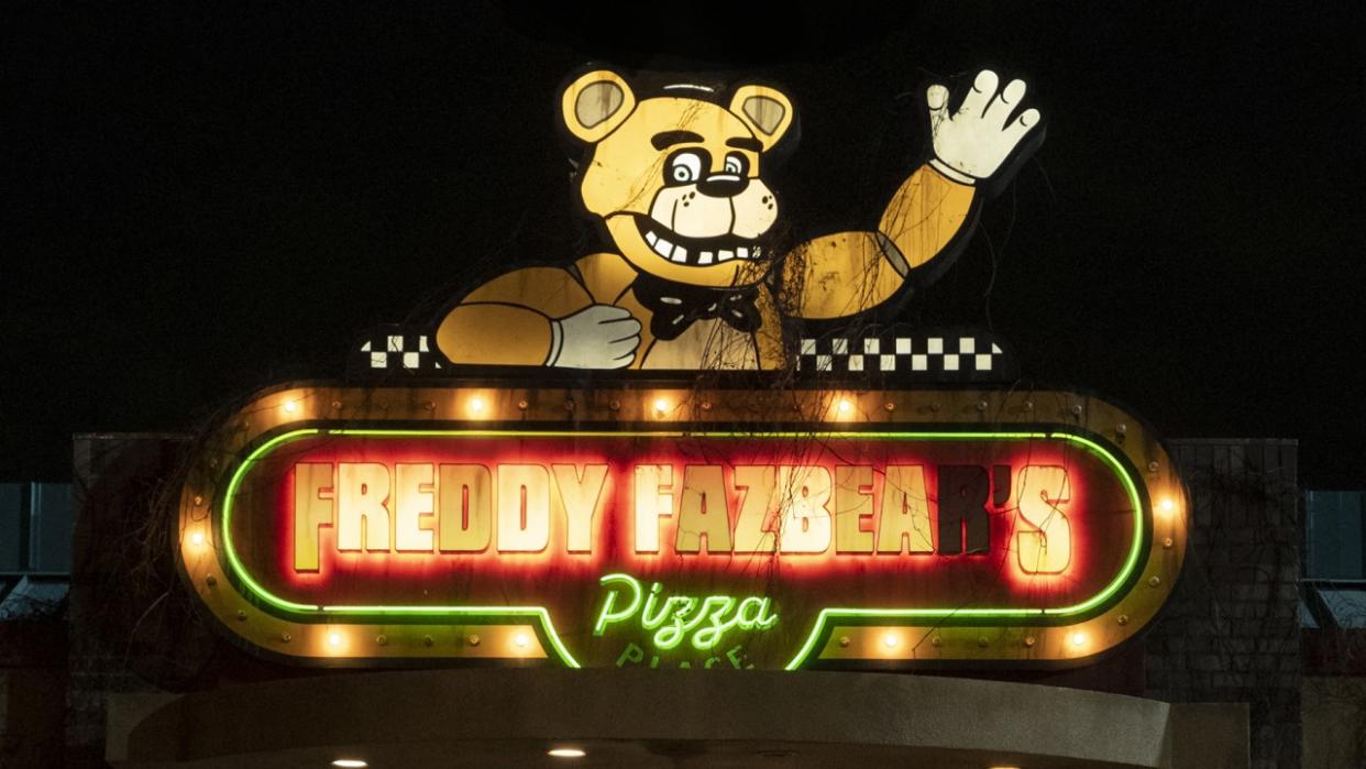  Freddy Fazbear Pizza sign from Five Nights at Freddy's Movie. 