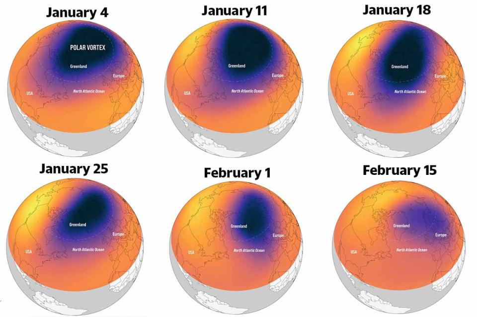 The polar vortex is creeping towards Europe. (Climate.gov)