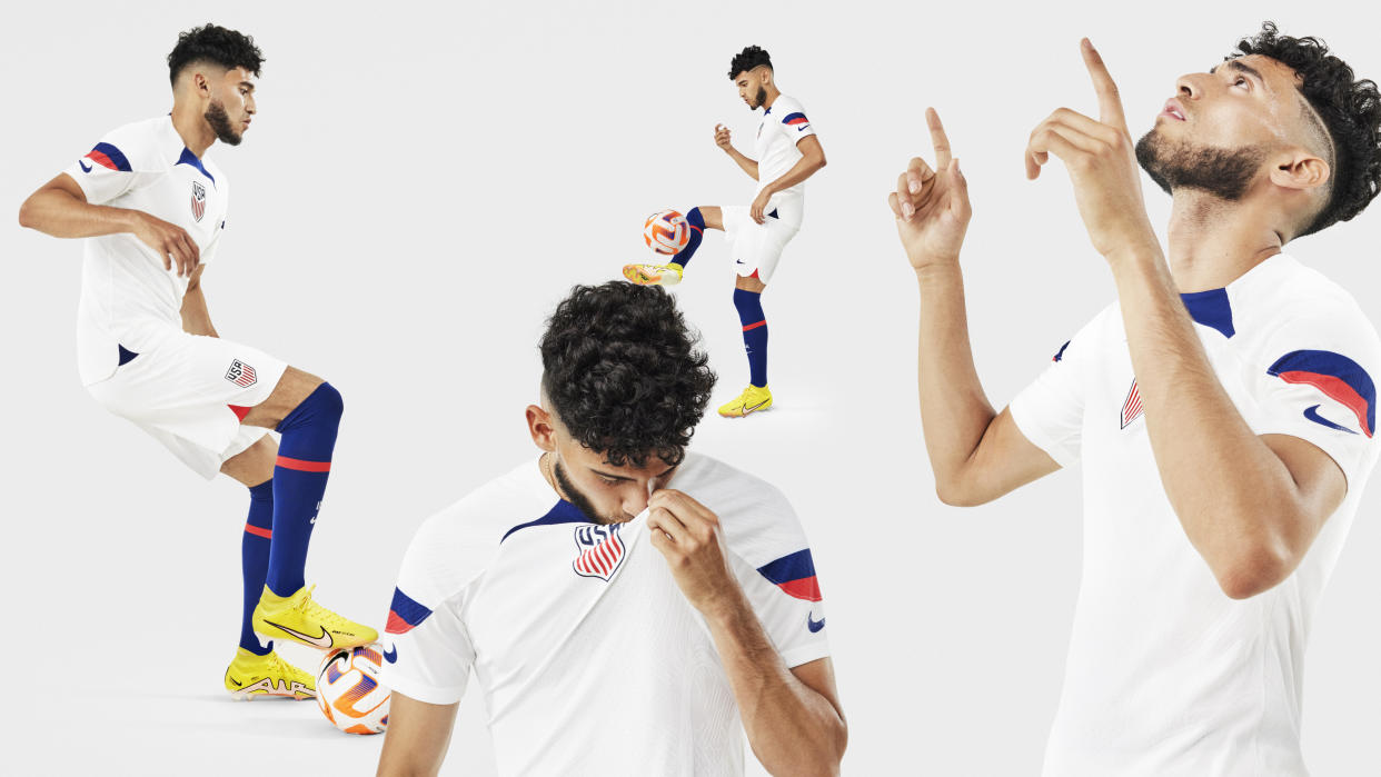 Ricardo Pepi models the USMNT's 2022 World Cup kit. (Nike)