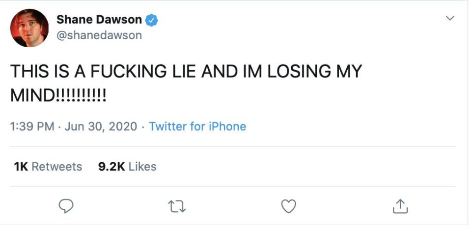 Shane Dawson tweet