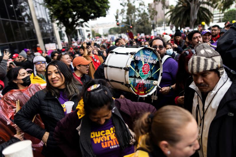 Los Angeles school workers stage a three-day walkout over contract negotiations