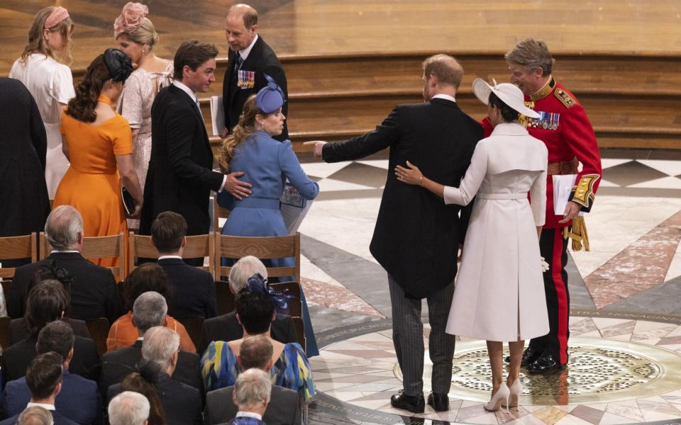 The Duke of Duchess of Sussex, seen here attending a thanksgiving service during the Queen's Platinum Jubilee, kept a low profile on their visit to Britain - Dan Kitwood/Getty Images