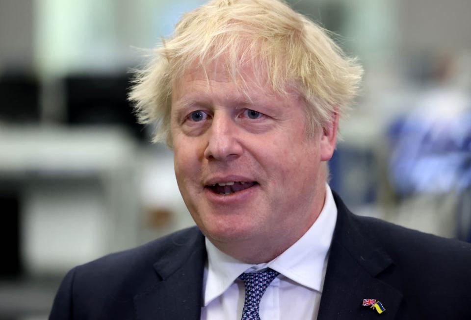 Prime Minister Boris Johnson at Thales weapons manufacturer in Belfast during a visit to Northern Ireland for talks with Stormont parties. Picture date: Monday May 16, 2022 (Liam McBurney/PA) (PA Wire)