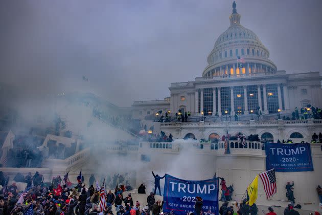 Tear gas is fired at supporters of President Donald Trump who stormed the United States Capitol building on Jan. 6, 2021.