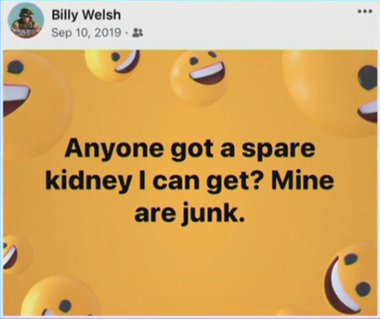 Billy Welsh's 2019 Facebook post prompted John Gladwell to take action. (TODAY)