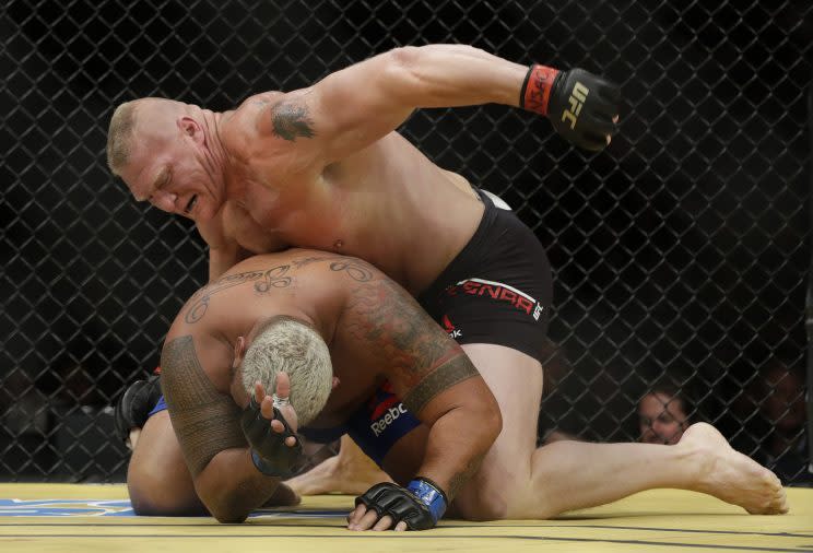 Brock Lesnar had a triumphant return to the UFC. (AP)