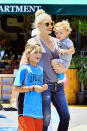 Gwen is all smiles at Whole Foods with sons Kingston, 9 and Zuma, 6 in L.A. on July 28th.