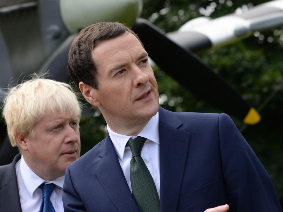 Dominic Cummings spoke of ‘specific concerns’ in terms of Boris Johnson’s (left) relationship with George Osborne (right) (PA)