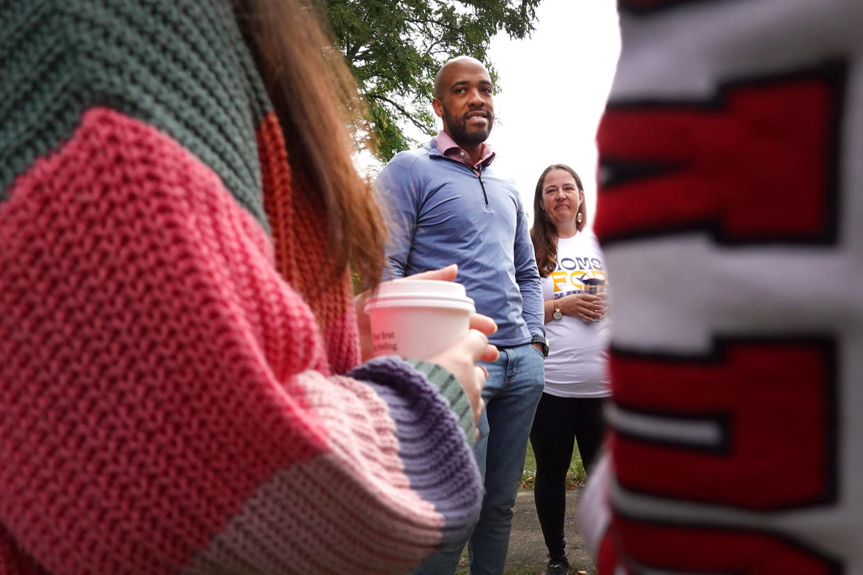 Democratic candidate for U.S. senate in Wisconsin Mandela Barnes greets supporters before speaking at a campaign rally at the Washington Park Senior Center on September 24, 2022 in Milwaukee, Wisconsin. Barnes currently serves as the state's lieutenant governor. (Photo by Scott Olson/Getty Images) (Scott Olson / Getty Images file)
