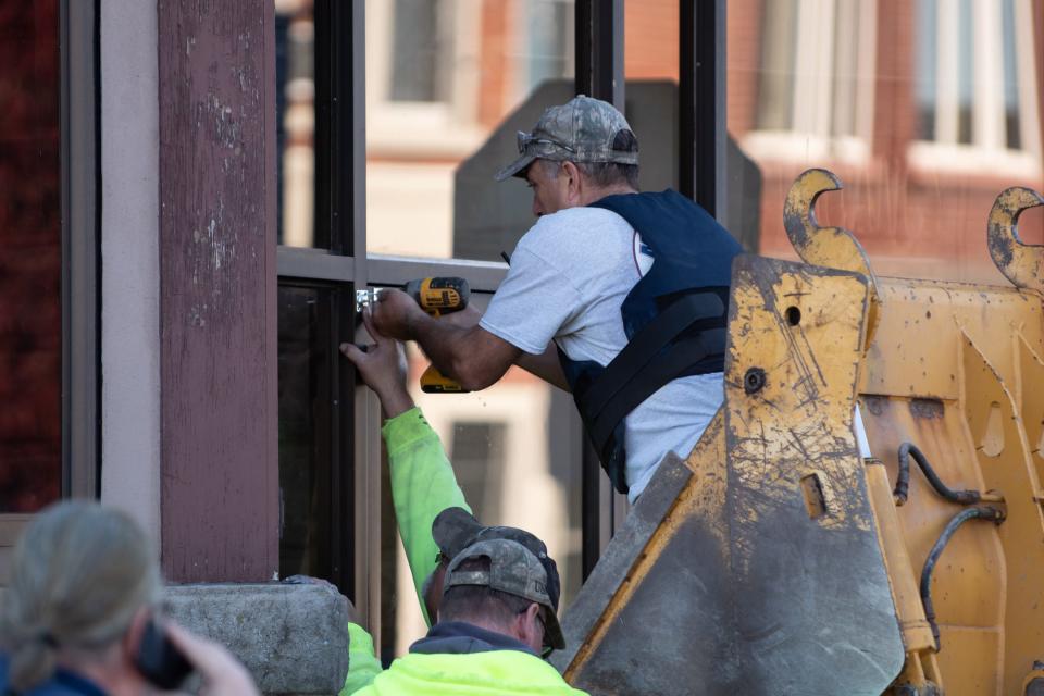 Locks are installed on the exterior doors of the Bush House Hotel in Quakertown Borough after the building was condemned, on Wednesday, November 10, 2021, when inspections revealed numerous health and safety violatons.