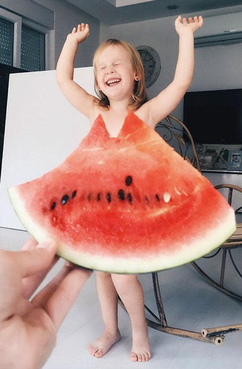 Mum posts hilarious photos of daughter wearing food