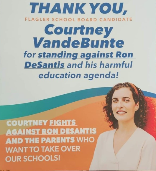 A flyer sent to Flagler County homes appears to have come from school board candidate Courtney VandeBunte, but it was paid for by PAC Flagler Forever, whose address is associated with other groups that have funded VandeBunte's opponent, Will Furry. VandeBunte says many of the claims are false and the pictures were used without her permission.