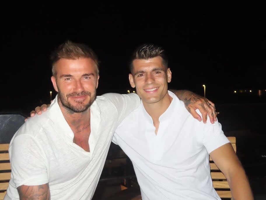 Álvaro Morata with David Beckham