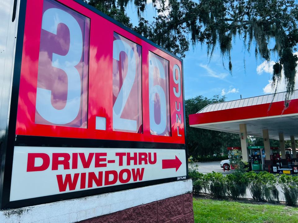 This sign shows the price for regular gasoline at the Murphy Express gas station on State Road 44 in New Smyrna Beach as of Sunday, Sept. 11, 2022. The Energy Information Administration is now forecasting gas prices on average will dip another 15 cents a gallon nationally in the fourth quarter.