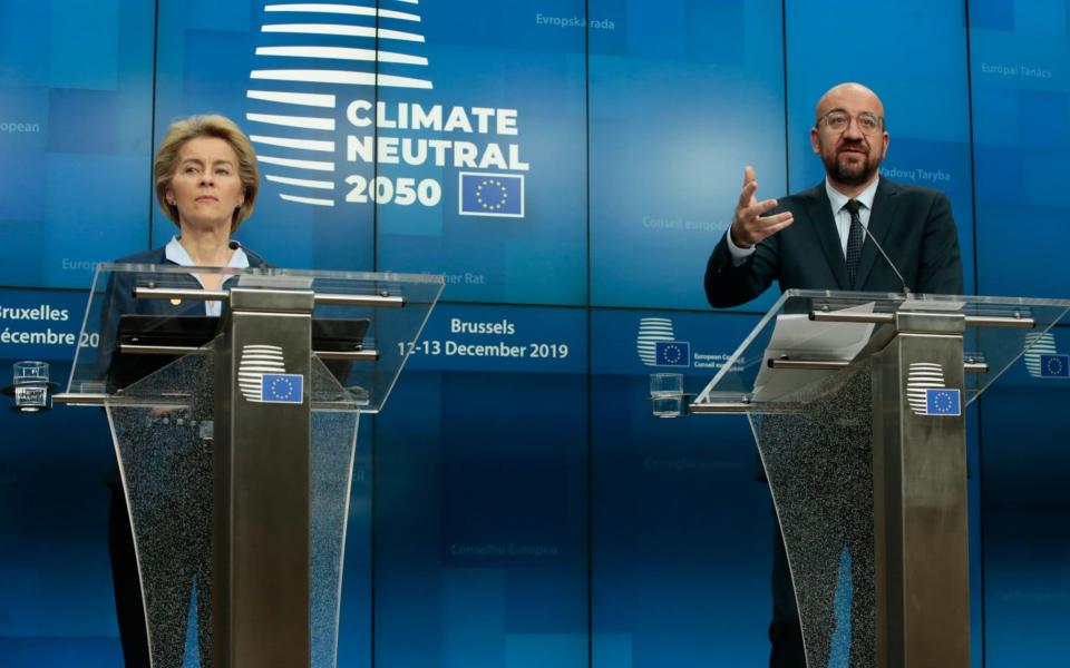 Ursula von der Leyen, the European Commission president, and Charles Michel, the European Council president, claimed victory despite the Polish snub. - REX