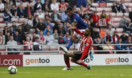 Britain Football Soccer - Sunderland v Manchester United - Premier League - Stadium of Light - 9/4/17 Manchester United's Marcus Rashford scores their third goal Reuters / Russell Cheyne Livepic