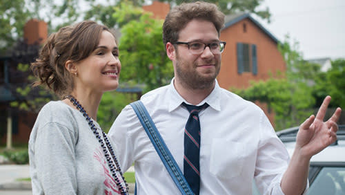 seth rogan and rose byrne in 'bad neighbours' movie