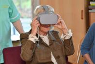 <p>Camilla, Duchess of Cornwall experiments with the wild world of virtual reality at Prospect Hospice in Swindon. </p>