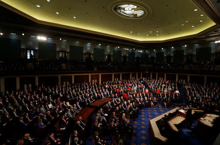 French President Emmanuel Macron addresses a joint meeting of the U.S. Congress in the House chamber of the U.S. Capitol in Washington, U.S., April 25, 2018. REUTERS/Jonathan Ernst