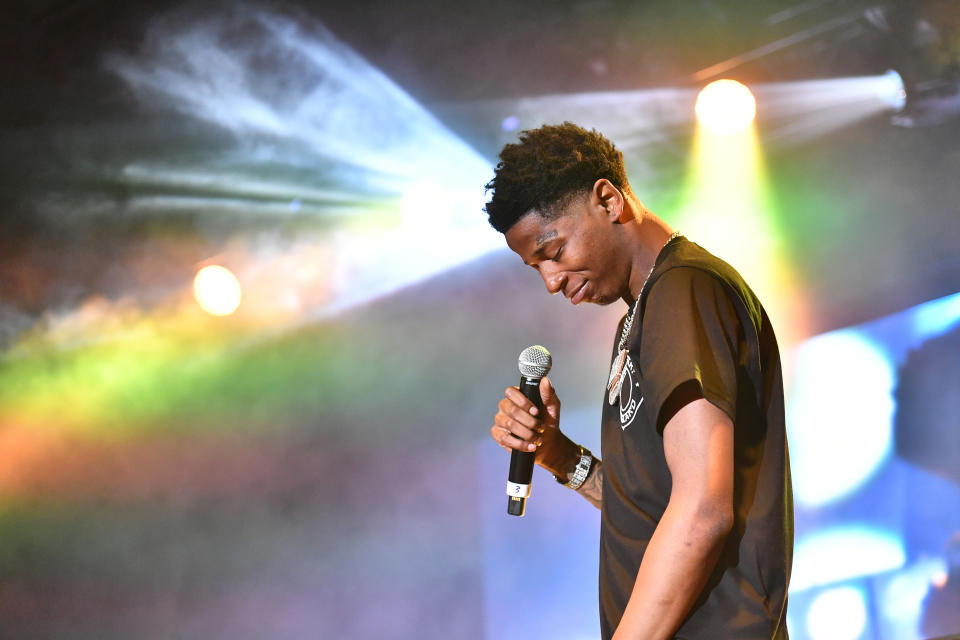 COLLEGE PARK, GEORGIA – OCTOBER 17: Rapper Big Scarr performs onstage during Parking Lot Concert Series presents: Gucci Mane & The New 1017 at Gateway Center Arena on October 17, 2020 in College Park, Georgia. (Photo by Paras Griffin/Getty Images)