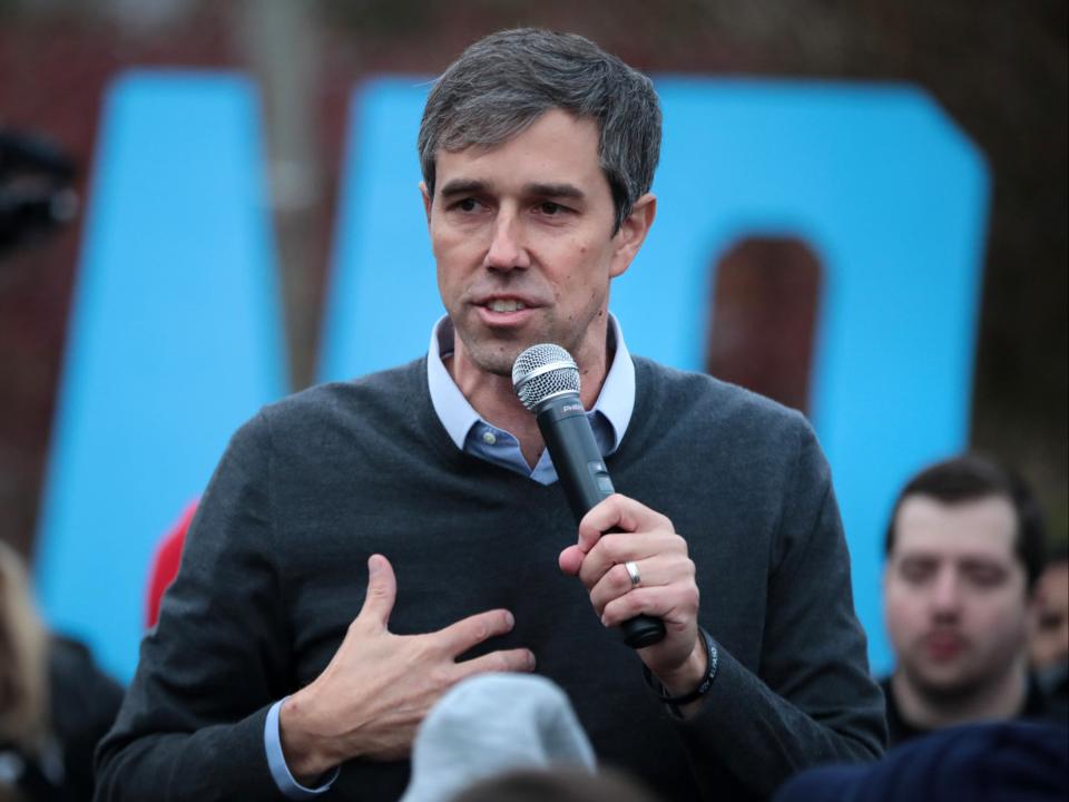 <p>Former Rep. Beto O’Rourke (D-TX) addresses his supporters after announcing he was dropping out of the presidential race before the start of the Liberty and Justice Celebration being held at the Wells Fargo Arena on 01 November 2019 in Des Moines, Iowa</p> ((Getty Images))