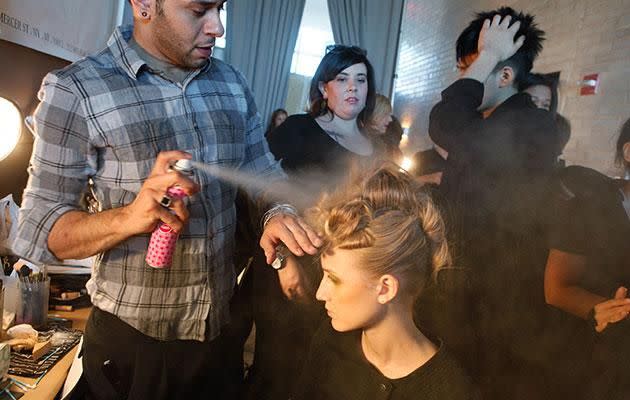 We've been using dry shampoo wrong this whole time. Photo: Getty.