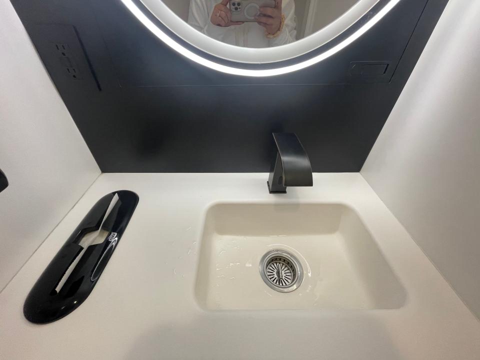 bathroom vanity on the jet bus