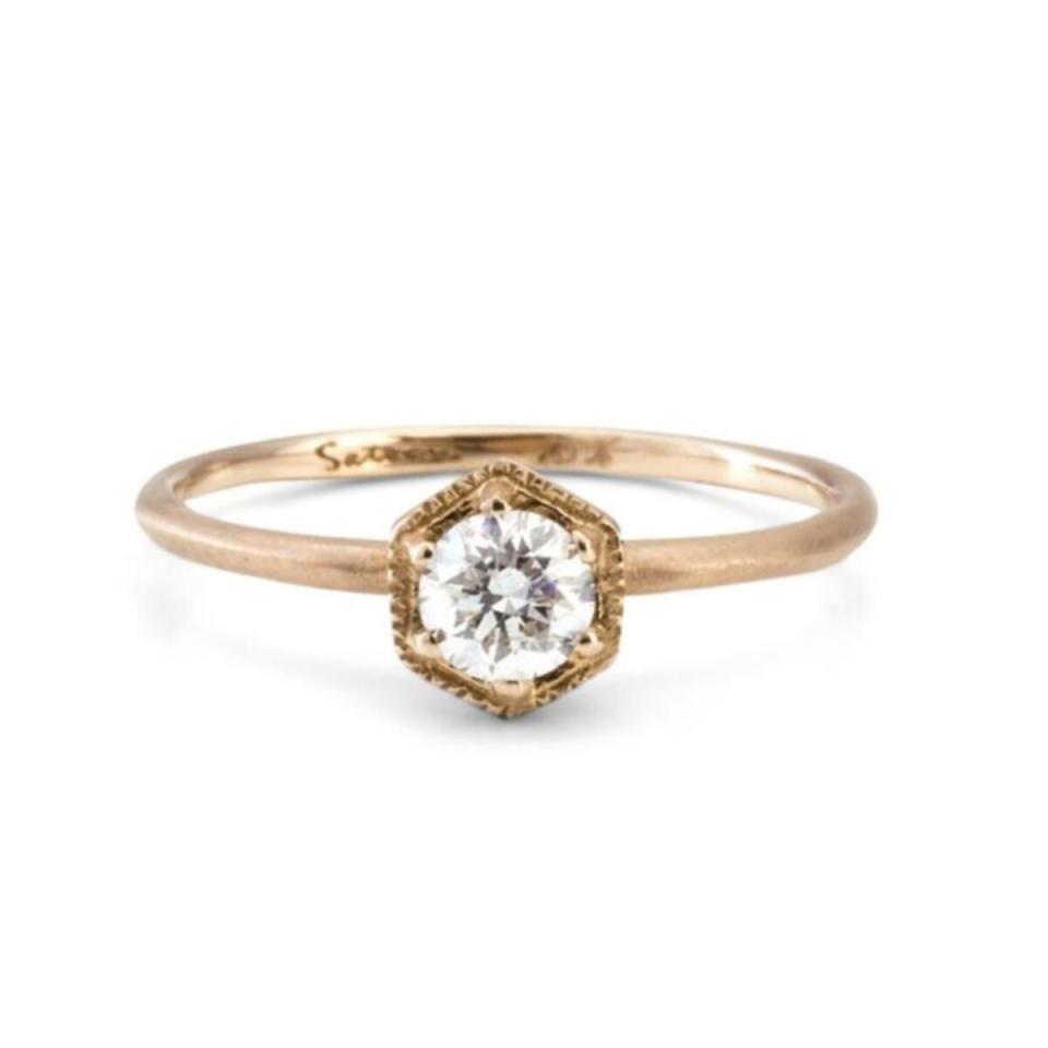 Catbird hexagon white diamond ring, engagement rings under 1000