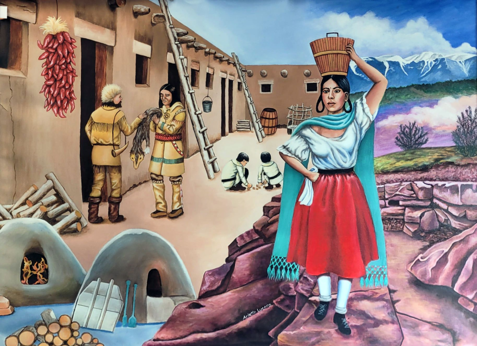 Arlette Lucero's painting of Teresita Sandoval will be recreated on the Pueblo Levee Mural by two local artists