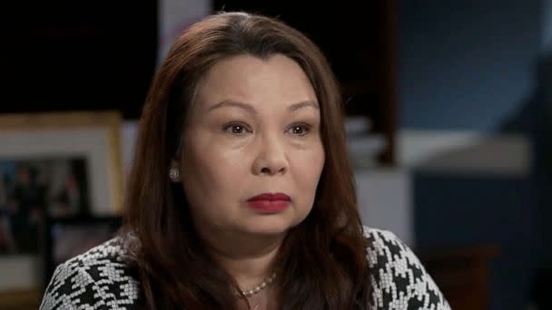 PHOTO: Veterans Sen. Tammy Duckworth in an interview with Martha Raddatz as we near the 20th anniversary of the Iraq War on “This Week.” (ABC News)